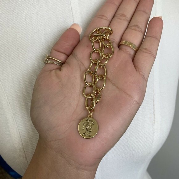 DISNEY COUTURE 14KT GP LOVE KIDADA CHARM WITH GIRAFFE/HEART/MOON/STARS BRACELET - Picture 3 of 3